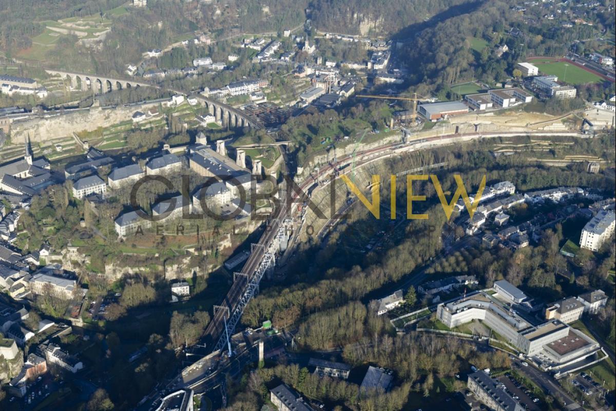 Chantier du Viaduc du Pulvermuhle en déc 2015 - Luxembourg Ville