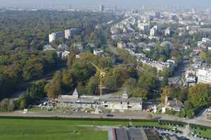 Droh!me Melting Park,Tribunes de l'Hippodrome de Boitsfort - Chantier en Oct. 2014 (Origin, Architectes)