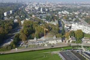 Droh!me Melting Park,Tribunes de l'Hippodrome de Boitsfort - Chantier en Oct. 2014 (Origin, Architectes)