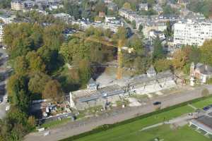 Droh!me Melting Park,Tribunes de l'Hippodrome de Boitsfort - Chantier en Oct. 2014 (Origin, Architectes)