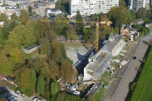 Droh!me Melting Park,Tribunes de l'Hippodrome de Boitsfort - Chantier en Oct. 2014 (Origin, Architectes)