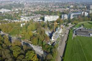 Droh!me Melting Park,Tribunes de l'Hippodrome de Boitsfort - Chantier en Oct. 2014 (Origin, Architectes)