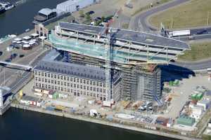 Maison du Port d'Anvers, chantier en Juillet 2015 (Zaha Hadid Architects, Bureau Bouwtechniek)